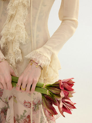 Oat Lace Blouse Set