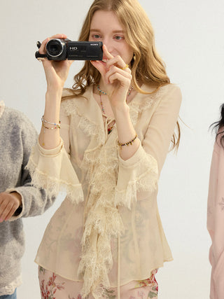Oat Lace Blouse Set