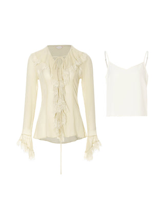 Oat Lace Blouse Set
