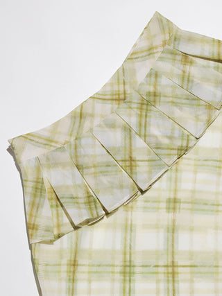 Olive Check Peplum Maxi Skirt