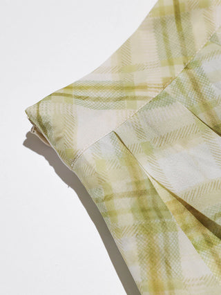Olive Check Peplum Maxi Skirt
