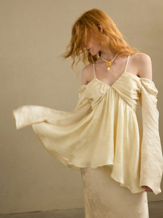 Opaline Jacquard Flare Blouse