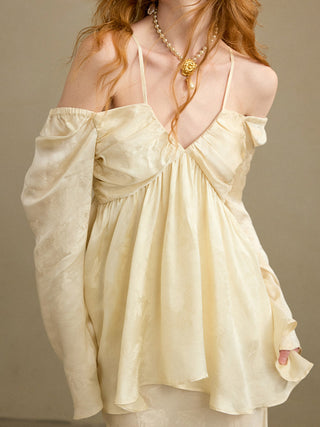 Opaline Jacquard Flare Blouse