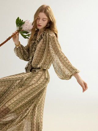 Paisley Asymmetric Maxi Skirt