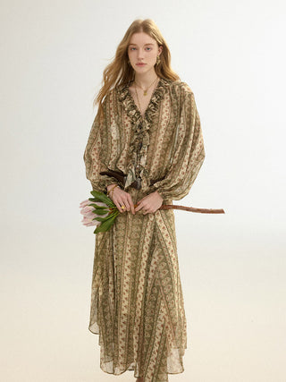 Paisley Asymmetric Maxi Skirt