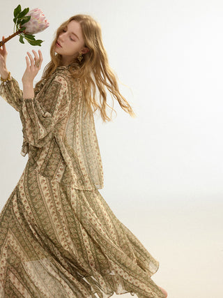 Paisley Asymmetric Maxi Skirt