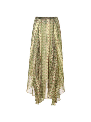 Paisley Asymmetric Maxi Skirt