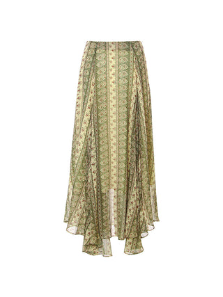 Paisley Asymmetric Maxi Skirt