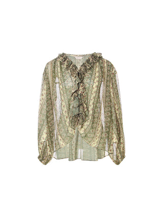 Paisley Ruffle Blouse Set