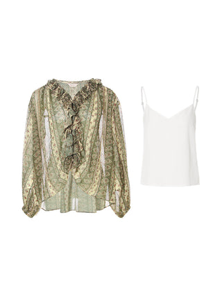 Paisley Ruffle Blouse Set