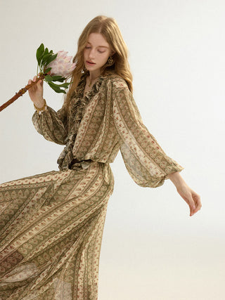 Paisley Ruffle Blouse Set