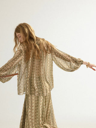 Paisley Ruffle Blouse Set
