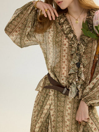 Paisley Ruffle Blouse Set