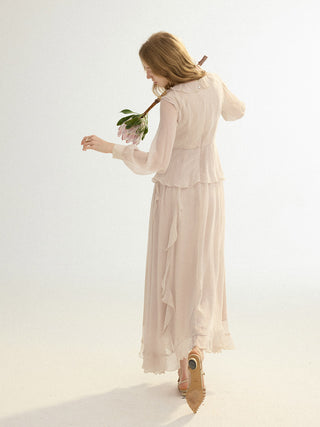 Pale Rose Ruffle Maxi Dress
