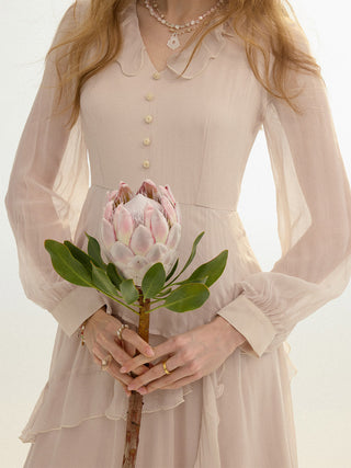 Pale Rose Ruffle Maxi Dress