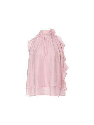 Peach Pink Halter Neck Blouse