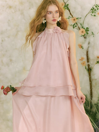 Peach Pink Halter Neck Blouse