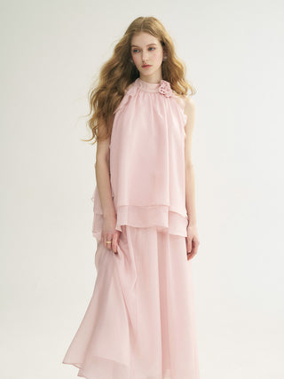 Peach Pink Halter Neck Blouse