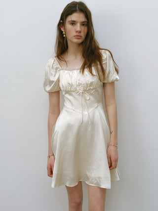 Pearl Glow Ribbon Mini Dress