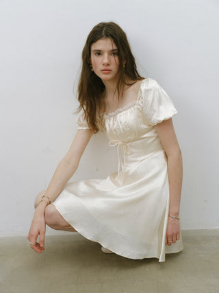 Pearl Glow Ribbon Mini Dress