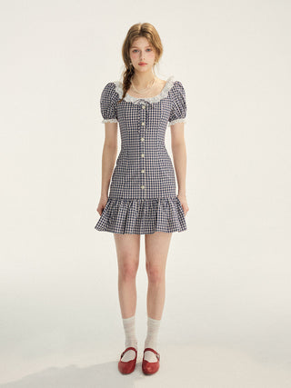 Sophisticated gingham mini dress perfect for lovely summer daily wear