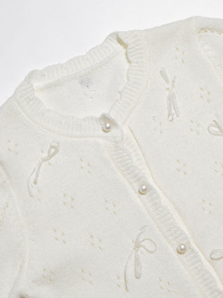 Pointelle Ribbon Knit Cardigan