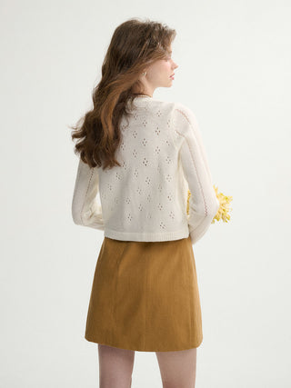 Pointelle Ribbon Knit Cardigan