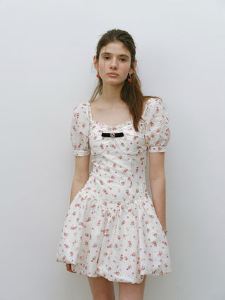 Pop Flower Balloon Mini Dress