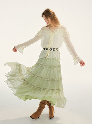 Porcelain Sheer Blouse Set