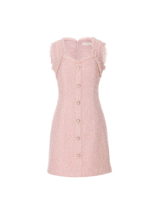 SINCETHEN Powderpink Tweed Mini Dress sleeveless tweed mini dress