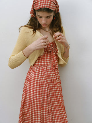 Red Gingham Check Maxi Dress