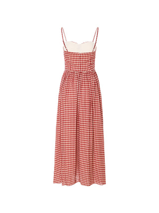 Red Gingham Check Maxi Dress