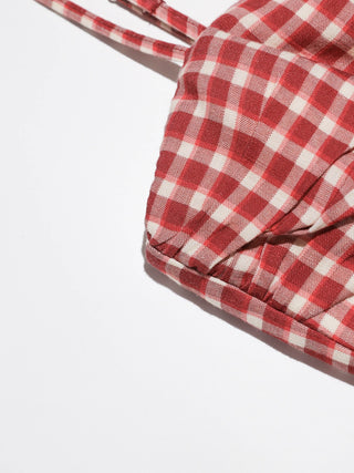 Red Gingham Check Maxi Dress