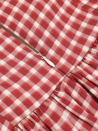 Red Gingham Check Maxi Dress