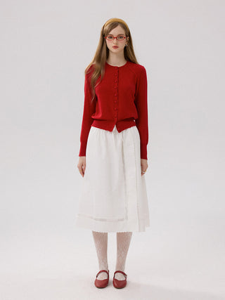 Red Wool Knit Cardigan