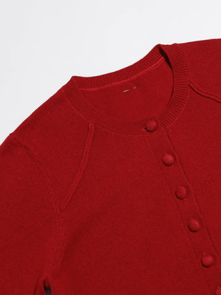 Red Wool Knit Cardigan