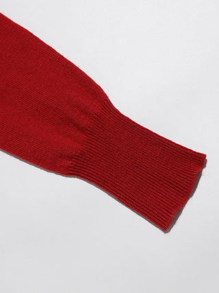 Red Wool Knit Cardigan