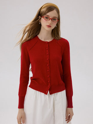 Red Wool Knit Cardigan