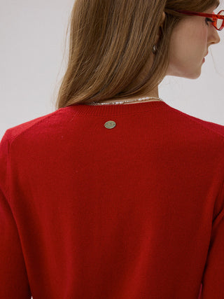 Red Wool Knit Cardigan