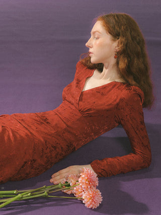 Red silhouette long dress
