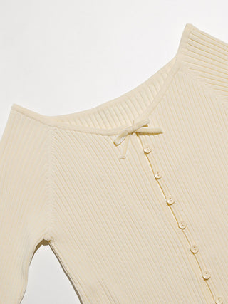 Ribbon Ribbed Knit Cardigan