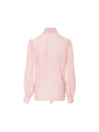 Ribbon Tie Sheer Blouse Pink