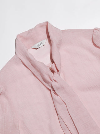 Ribbon Tie Sheer Blouse Pink
