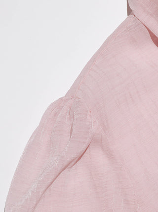 Ribbon Tie Sheer Blouse Pink