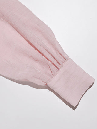 Ribbon Tie Sheer Blouse Pink