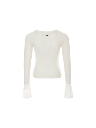Rose Pearl Slit Knit Cardigan