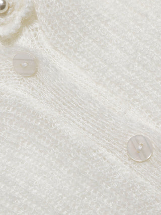 Rose Pearl Slit Knit Cardigan