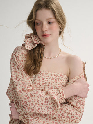 Rose Square Scrunchie with a soft floral texture and voluminous square shape — a romantic and versatile hair accessory that elevates any look.