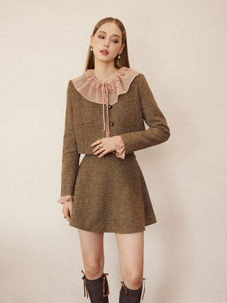 Rosy Dot Frill Blouse Set