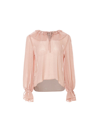 Rosy Dot Frill Blouse Set